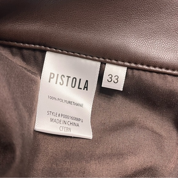 PISTOLA Cassie Faux Chocolate Brown Leather High-Waist Straight Leg Pants - Picture 8 of 11